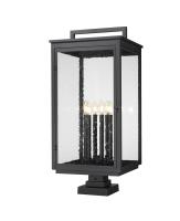 Six Light Outdoor Pier Mount by Z-Lite - Hartwell Collection, Sand Black Finish - 5019PHXXLS-SQPM-BK