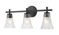 Three Light Vanity by Z-Lite - Belle Collection, Matte Black Finish - 7519-3V-MB