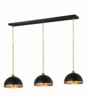 Three Light Pendant by Z-Lite - Landry Collection, Matte Black + Rubbed Brass Finish - 1004P14-3L-MB-RB