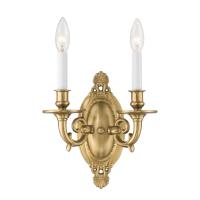 Two Light Wall Sconce by Crystorama - Milford Collection, Aged Brass Finish - 622-AG