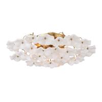 Six Light Semi Flush Mount by Crystorama - Esme Collection, Aged Brass Finish - ESM-4000-AG-WH