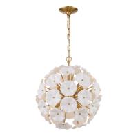 Six Light Chandelier by Crystorama - Esme Collection, Aged Brass Finish - ESM-4005-AG-WH