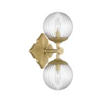 Two Light Wall Sconce by Crystorama - Orly Collection, Aged Brass Finish - ORY-1002-AG-CL