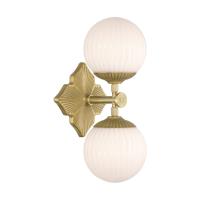 Two Light Wall Sconce by Crystorama - Orly Collection, Aged Brass Finish - ORY-1002-AG-WH