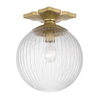 One Light Semi Flush Mount by Crystorama - Orly Collection, Aged Brass Finish - ORY-1003-AG-CL