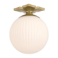 One Light Semi Flush Mount by Crystorama - Orly Collection, Aged Brass Finish - ORY-1003-AG-WH