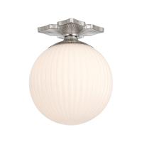 One Light Semi Flush Mount by Crystorama - Orly Collection, Polished Nickel Finish - ORY-1003-PN-WH