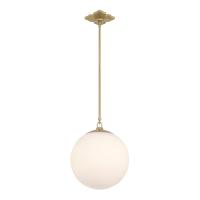 One Light Pendant by Crystorama - Orly Collection, Aged Brass Finish - ORY-1007-AG-WH