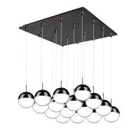 LED Pendant by Kuzco Lighting - Pluto Collection, Black Chrome Finish - MP402801BC-16