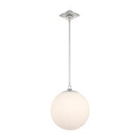 One Light Pendant by Crystorama - Orly Collection, Polished Nickel Finish - ORY-1007-PN-WH