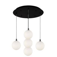 LED Pendant by Kuzco Lighting - Bolla Collection, Black/Opal Glass Finish - MP3106BKOP-05