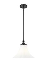 One Light Pendant by Z-Lite - Fleur Collection, Matte Black Finish - 1958P12-MB