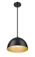 One Light Pendant by Z-Lite - Vega Collection, Matte Black Finish - 4501P12-MB