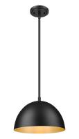 One Light Pendant by Z-Lite - Vega Collection, Matte Black Finish - 4501P12-MB