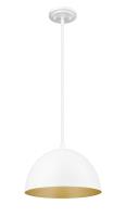 One Light Pendant by Z-Lite - Vega Collection, Matte White Finish - 4501P12-MW