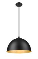 One Light Pendant by Z-Lite - Vega Collection, Matte Black Finish - 4501P16-MB