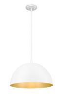 One Light Pendant by Z-Lite - Vega Collection, Matte White Finish - 4501P16-MW