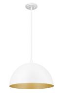 One Light Pendant by Z-Lite - Vega Collection, Matte White Finish - 4501P16-MW