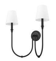 Two Light Wall Sconce by Z-Lite - Jisele Collection, Matte Black Finish - 4505-2S-MB