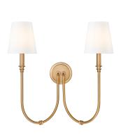 Two Light Wall Sconce by Z-Lite - Jisele Collection, Rubbed Brass Finish - 4505-2S-RB