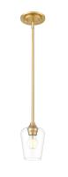 One Light Pendant by Z-Lite - Joliet Collection, Burnished Brass Finish - 473MP-BBR