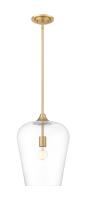 One Light Pendant by Z-Lite - Joliet Collection, Burnished Brass Finish - 473P12-BBR