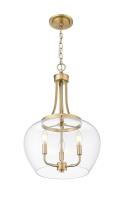 Three Light Pendant by Z-Lite - Joliet Collection, Burnished Brass Finish - 473P16-BBR
