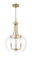 Three Light Pendant by Z-Lite - Joliet Collection, Burnished Brass Finish - 473P16-BBR