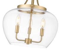 Three Light Pendant by Z-Lite - Joliet Collection, Burnished Brass Finish - 473P16-BBR