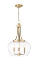 Three Light Pendant by Z-Lite - Joliet Collection, Burnished Brass Finish - 473P16-BBR