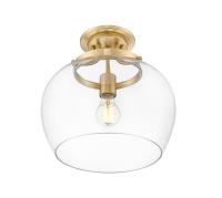 One Light Semi Flush Mount by Z-Lite - Joliet Collection, Burnished Brass Finish - 473SF13-BBR