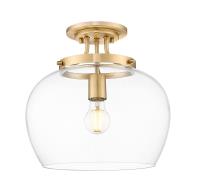 One Light Semi Flush Mount by Z-Lite - Joliet Collection, Burnished Brass Finish - 473SF13-BBR