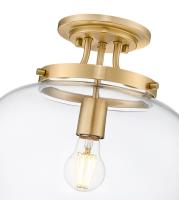 One Light Semi Flush Mount by Z-Lite - Joliet Collection, Burnished Brass Finish - 473SF13-BBR