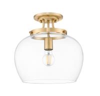 One Light Semi Flush Mount by Z-Lite - Joliet Collection, Burnished Brass Finish - 473SF13-BBR