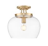 One Light Semi Flush Mount by Z-Lite - Joliet Collection, Burnished Brass Finish - 473SF13-BBR