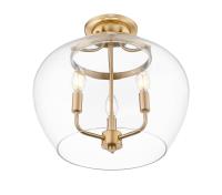 Three Light Semi Flush Mount by Z-Lite - Joliet Collection, Burnished Brass Finish - 473SF-BBR