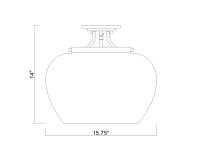 Three Light Semi Flush Mount by Z-Lite - Joliet Collection, Burnished Brass Finish - 473SF-BBR