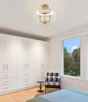 Three Light Semi Flush Mount by Z-Lite - Joliet Collection, Burnished Brass Finish - 473SF-BBR