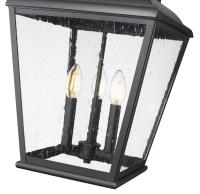 Three Light Outdoor Chain Mount Ceiling Fixture by Z-Lite - Raphael Collection, Sand Black Finish - 5029CHB-BK