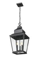 Three Light Outdoor Chain Mount Ceiling Fixture by Z-Lite - Raphael Collection, Sand Black Finish - 5029CHB-BK