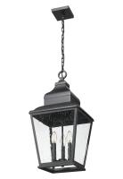 Three Light Outdoor Chain Mount Ceiling Fixture by Z-Lite - Raphael Collection, Sand Black Finish - 5029CHB-BK