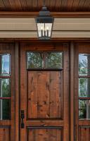 Three Light Outdoor Chain Mount Ceiling Fixture by Z-Lite - Raphael Collection, Sand Black Finish - 5029CHB-BK