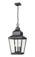Three Light Outdoor Chain Mount Ceiling Fixture by Z-Lite - Raphael Collection, Sand Black Finish - 5029CHB-BK