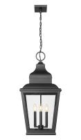 Four Light Outdoor Chain Mount Ceiling Fixture by Z-Lite - Raphael Collection, Sand Black Finish - 5029CHXL-BK