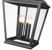 Four Light Outdoor Chain Mount Ceiling Fixture by Z-Lite - Raphael Collection, Sand Black Finish - 5029CHXL-BK