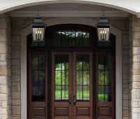 Four Light Outdoor Chain Mount Ceiling Fixture by Z-Lite - Raphael Collection, Sand Black Finish - 5029CHXL-BK