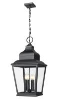 Four Light Outdoor Chain Mount Ceiling Fixture by Z-Lite - Raphael Collection, Sand Black Finish - 5029CHXL-BK