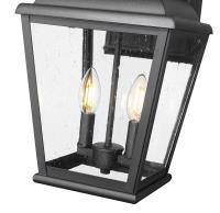 Two Light Outdoor Wall Mount by Z-Lite - Raphael Collection, Sand Black Finish - 5029M-BK