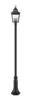 Three Light Outdoor Post Mount by Z-Lite - Raphael Collection, Sand Black Finish - 5029PHBR-518P-BK