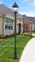 Three Light Outdoor Post Mount by Z-Lite - Raphael Collection, Sand Black Finish - 5029PHBR-518P-BK